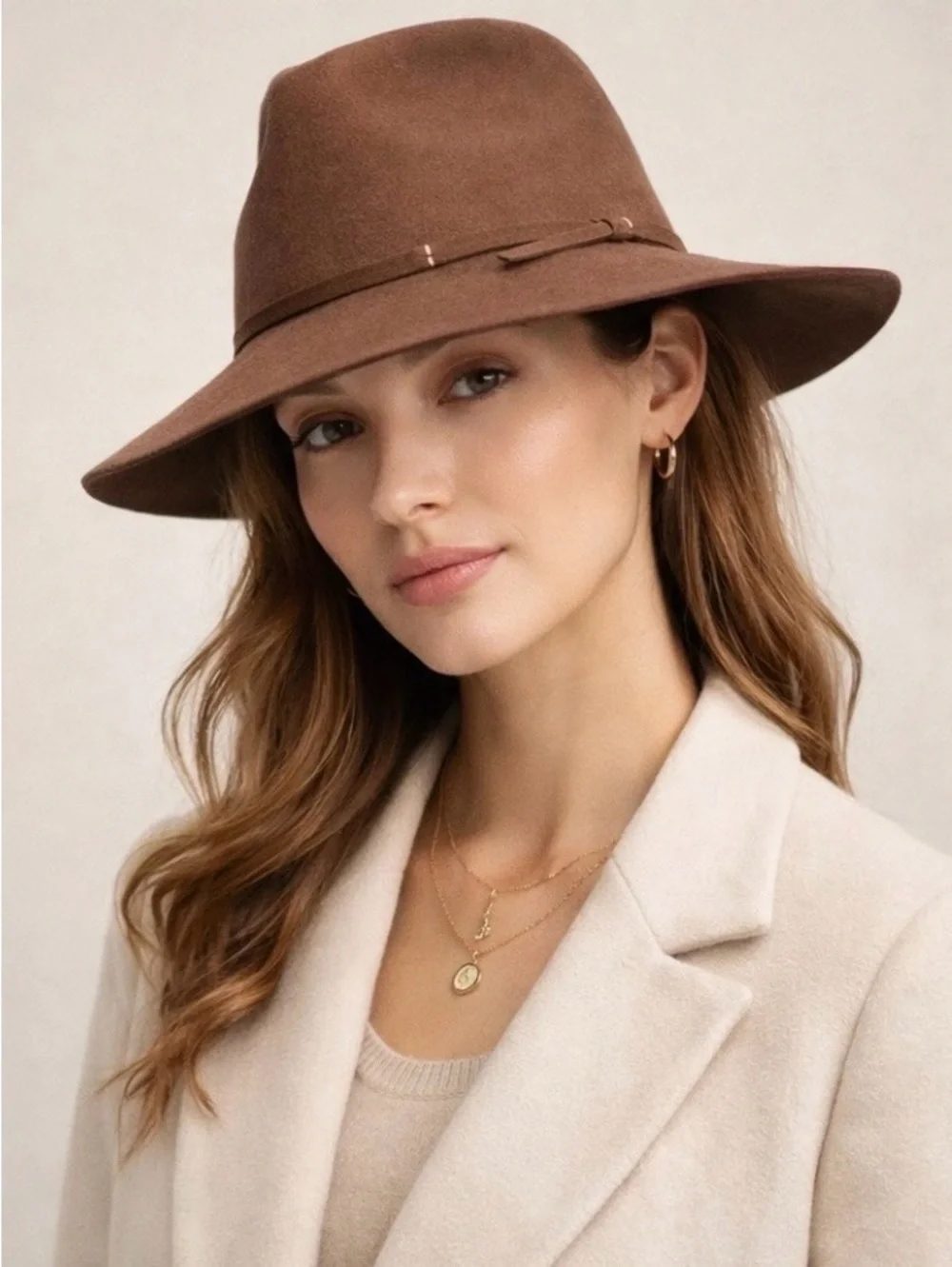 A New Day Wool Downbrim Fedora Hat Brown Quiet Luxury Rustic Chic  Brown NWT
